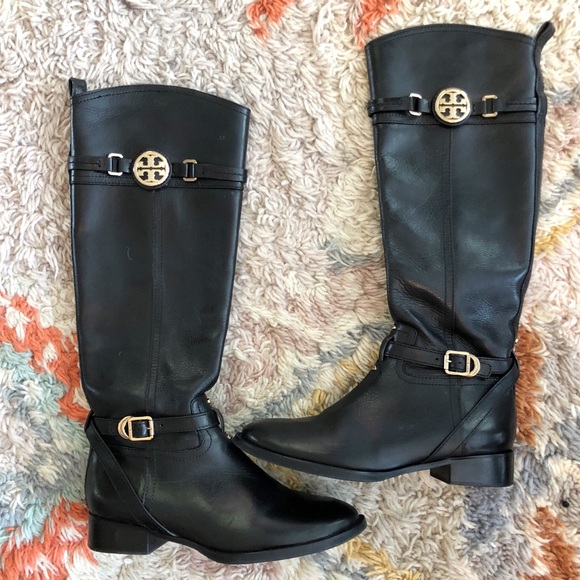 tory burch tall black boots